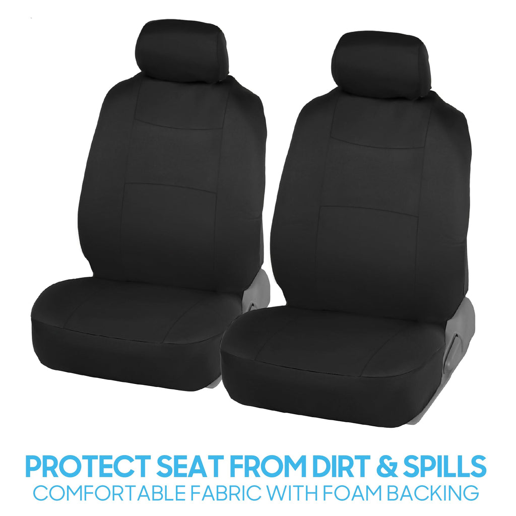 BDK PolyPro Car Seat Covers Full Set in Solid Black, Front and Rear Split Bench Seat Covers for Cars, Easy to Install Car Seats Cover Set and Accessories for Auto Trucks Van SUV - Solid Black