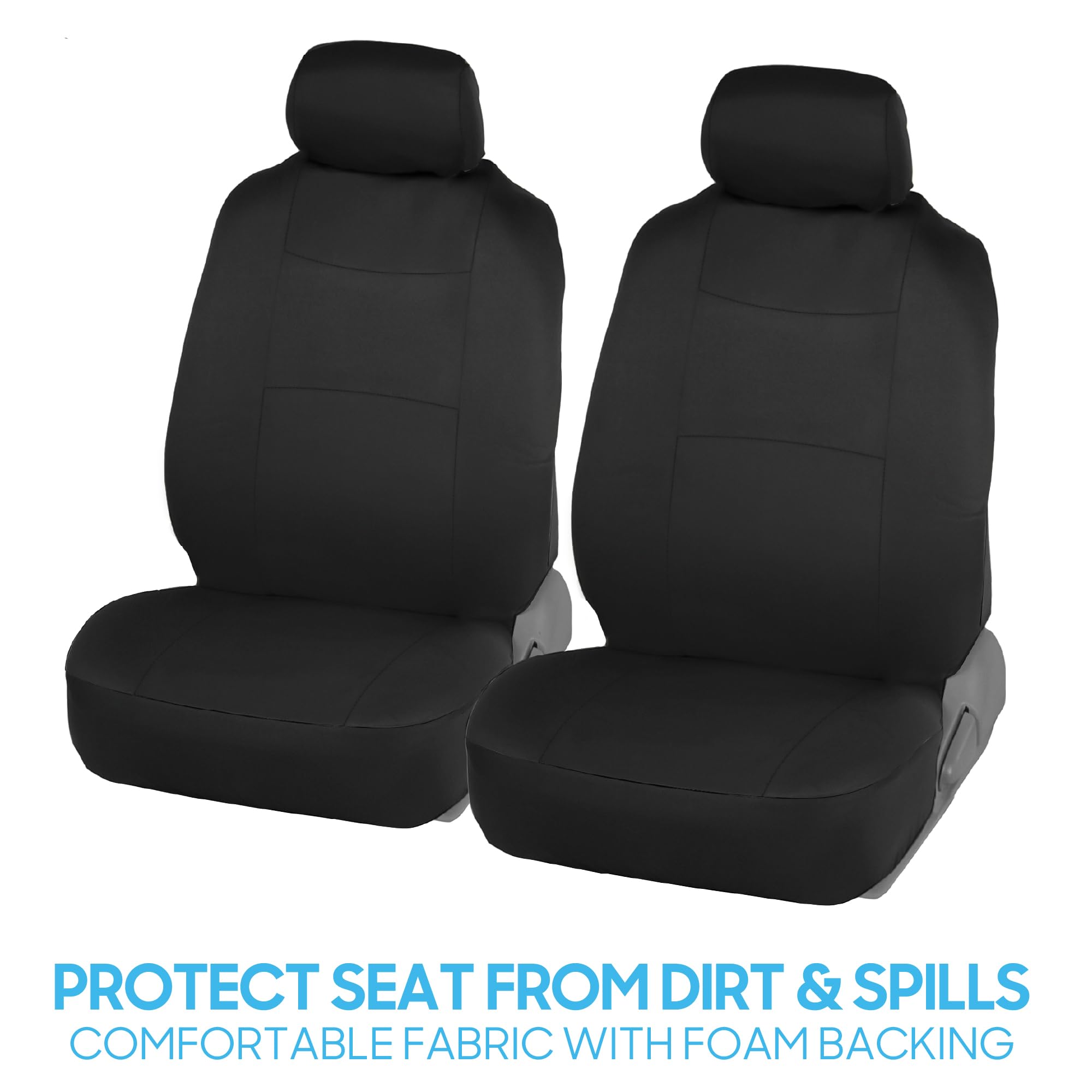 BDK PolyPro Car Seat Covers Full Set in Solid Black, Front and Rear Split Bench Seat Covers for Cars, Easy to Install Car Seats Cover Set and Accessories for Auto Trucks Van SUV - Solid Black