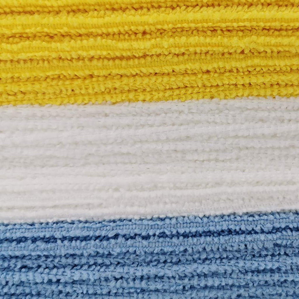 Amazon Basics Microfiber Cleaning Cloths, Ultra Absorbent, Lint Free, Streak Free, Non-Abrasive, Reusable and Washable, 16" x 12", Blue/White/Yellow, Pack of 24